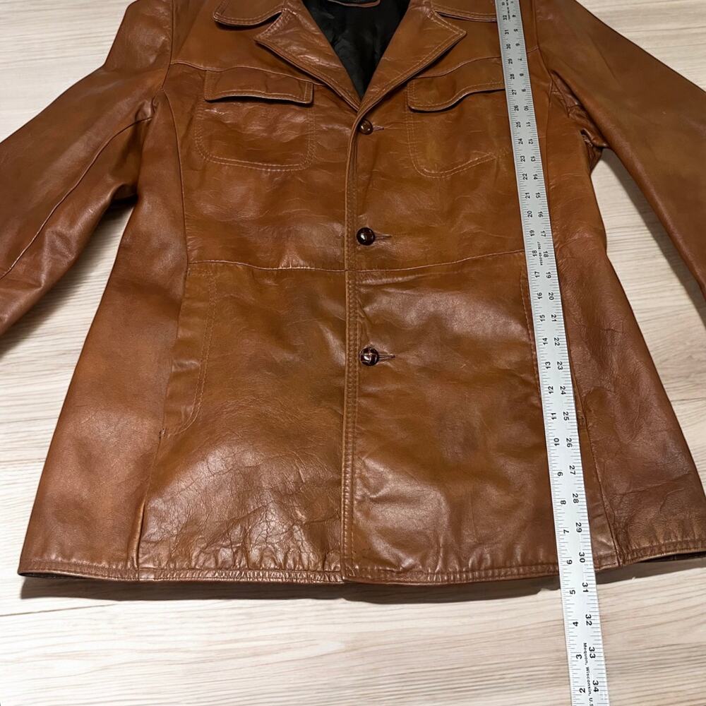 Vintage Men’s 1970’s Reed Sportswear Leather Coat Size L - Picture 6 of 14